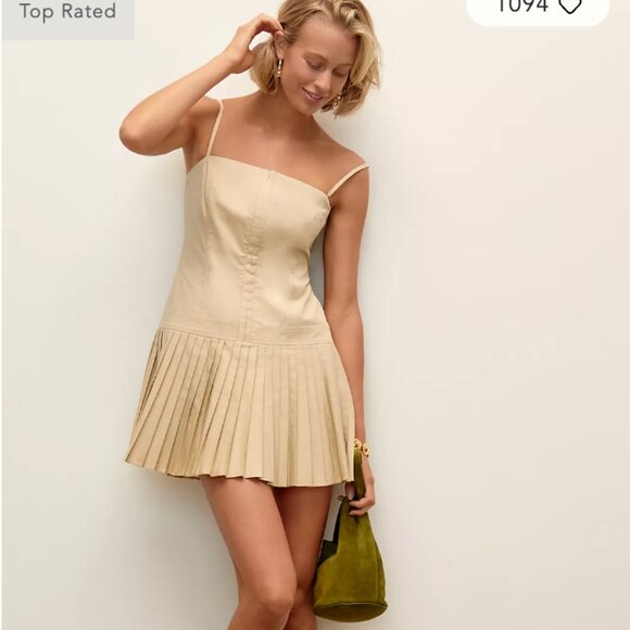 NWT Mare Mare Square-Neck Pleated Mini Dress SZ XS & SMALL - Picture 1 of 5